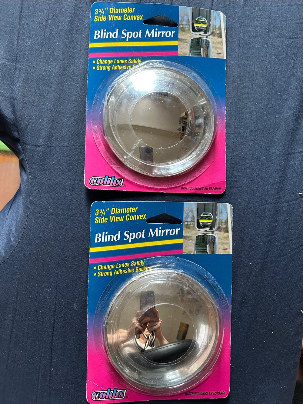 Blind Spot Mirror - Round Side View Convex Mirror (Pink & Blue Packaging)